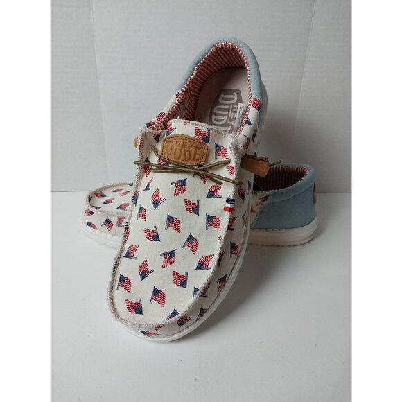 NWT Hey Dude Wally Americana Patriotic Slip On Sneaker Sz 11 - Picture 2 of 11